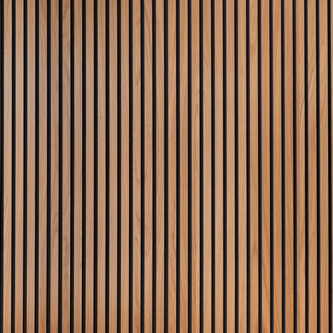 Woodline wandpaneel met gefineerd mdf stroken op PET-vilt