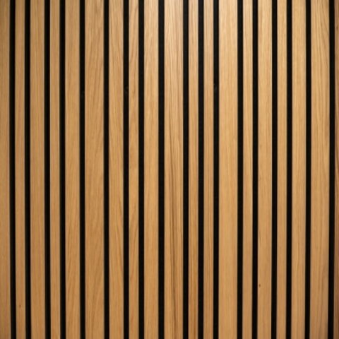 Woodline wandpaneel met gefineerd mdf stroken op PET-vilt